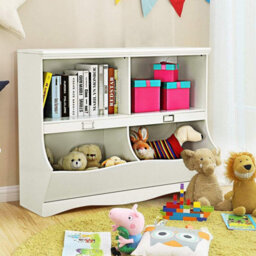Xample Kids Book Storage Rack Wooden Bookshelf With Footboard Sturdy Children Bookcase With 4 Shelves, Easy Assembly, Ideal For Toy - thumbnail 6