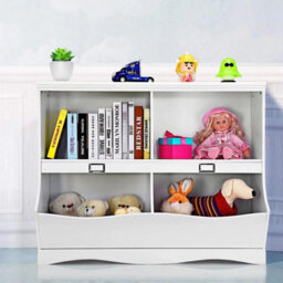 Xample Kids Book Storage Rack Wooden Bookshelf With Footboard Sturdy Children Bookcase With 4 Shelves, Easy Assembly, Ideal For Toy - thumbnail 5