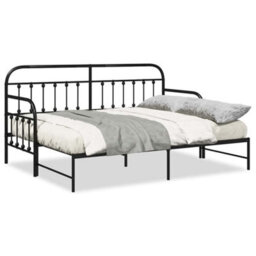 Berkfield Daybed Frame With Trundle Black 80X200 Cm Steel - thumbnail 4