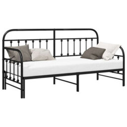 Berkfield Daybed Frame With Trundle Black 80X200 Cm Steel - thumbnail 3
