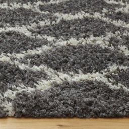 Loomed Grey Cream Trellis Scandi Shaggy Living Area Rug 110X160Cm - thumbnail 3