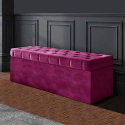 180Cm Sd Ottoman Storage Box, Red Velvet Upholstered Chesterfield Storage Ottoman Box