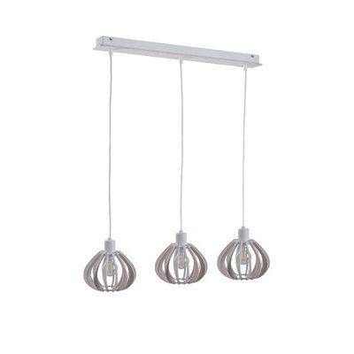 Luminosa Lighting Luminosa Nicoleta Bar Pendant Ceiling Light White, 62Cm, 3X E27