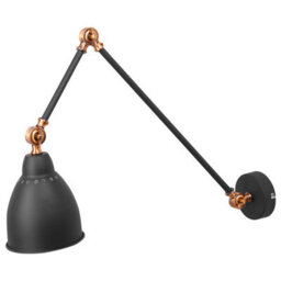 Beliani Wall Spot Lamp Matte Black With Copper Joints, Long Swing Arm Reading Light For Bedside And Desk - thumbnail 4