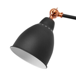 Beliani Wall Spot Lamp Matte Black With Copper Joints, Long Swing Arm Reading Light For Bedside And Desk - thumbnail 5