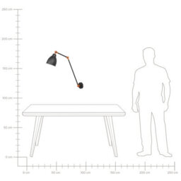 Beliani Wall Spot Lamp Matte Black With Copper Joints, Long Swing Arm Reading Light For Bedside And Desk - thumbnail 9