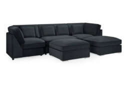 Belgravia Slate Velvet Fabric Corner U Shape Sofa - thumbnail 2