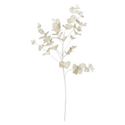 Deenz Set Of 2 Stems Metallic Silk Leaves Eucalyptus Spray Coated In Plastic Artificial Plant Rustic Centrepiece Cream 90X20X8 Cm