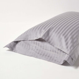 Homescapes Grey Egyptian Cotton Satin Stripe King Size Oxford Pillowcase 330 Tc - thumbnail 3