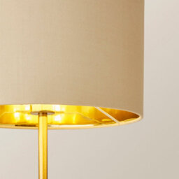 Valuelights Christina Natural With Metallic Gold Drum Shade Gold Palm Leaf Table Lamp & Bulb - thumbnail 4