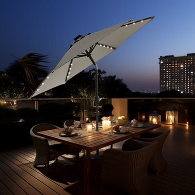 Sundaze 2.5M Cream Garden Parasol Umbrella With Solar Led Lights And Crank Tilt Function Outdoor Patio - image 1