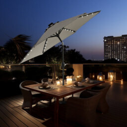 Sundaze 2.5M Cream Garden Parasol Umbrella With Solar Led Lights And Crank Tilt Function Outdoor Patio - thumbnail 1