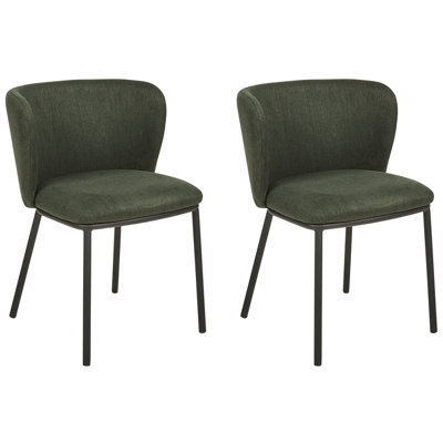 Beliani Set Of 2 Dining Chairs Mina Fabric Dark Green - image 1