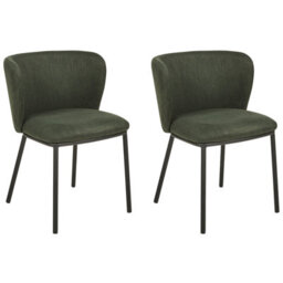 Beliani Set Of 2 Dining Chairs Mina Fabric Dark Green - thumbnail 1