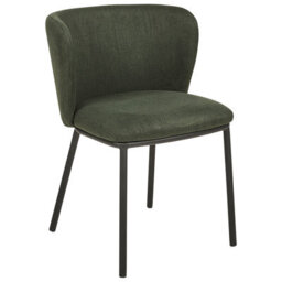 Beliani Set Of 2 Dining Chairs Mina Fabric Dark Green - thumbnail 4