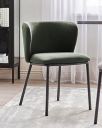 Beliani Set Of 2 Dining Chairs Mina Fabric Dark Green - thumbnail 2