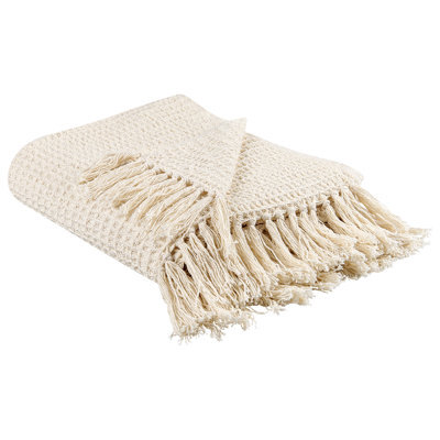 Beliani Blanket Malu Cotton 125 X 150 Cm Light Beige - image 1
