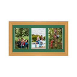 AK Frames 40X20Cm Country Pine Classic Multi Photo Frame With Emerald Mount - Holds 3 Apertures (3X) 6X4 Photos