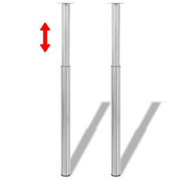 Berkfield 2 Telescopic Table Legs Brushed Nickel 710 mm-1100 mm - thumbnail 1