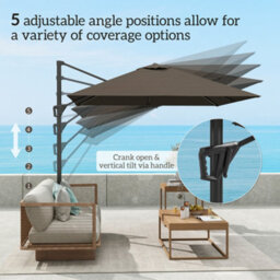 Outsunny Square Cantilever Roma Parasol 360 Degree Rotation Hand Crank, Tan - thumbnail 5