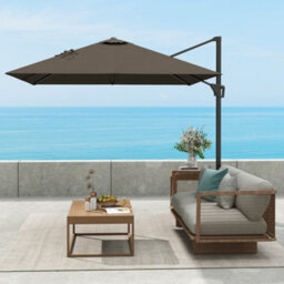 Outsunny Square Cantilever Roma Parasol 360 Degree Rotation Hand Crank, Tan - thumbnail 9