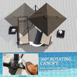 Outsunny Square Cantilever Roma Parasol 360 Degree Rotation Hand Crank, Tan - thumbnail 4