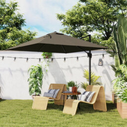 Outsunny Square Cantilever Roma Parasol 360 Degree Rotation Hand Crank, Tan - thumbnail 8