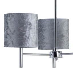 First Choice Lighting Brea - Chrome 3 Light Fitting With Grey Crushed Velvet Shades - thumbnail 2