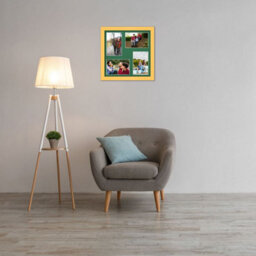 AK Frames 12X12 Mustard Yellow Modern Multi Photo Frame With Emerald Mount - Holds 4 Apertures (4X) 6X4 Photos - thumbnail 3