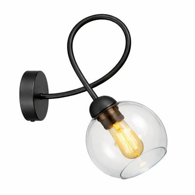 Luminosa Lighting Luminosa Lyra Wall Lamp Black Transparent Glass Shade 1X E27 - image 1