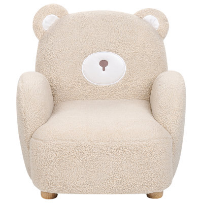 Beliani Bear Chair Beige - Kids Faux Boucle Armchair With Rubberwood Legs, Modern Bear-Shaped Seat With Armrests - image 1
