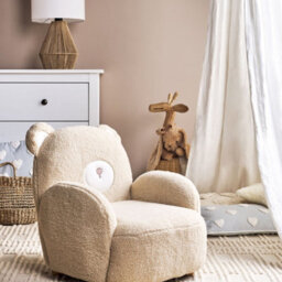 Beliani Bear Chair Beige - Kids Faux Boucle Armchair With Rubberwood Legs, Modern Bear-Shaped Seat With Armrests - thumbnail 2