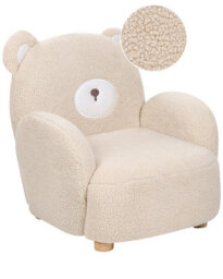 Beliani Bear Chair Beige - Kids Faux Boucle Armchair With Rubberwood Legs, Modern Bear-Shaped Seat With Armrests - thumbnail 3