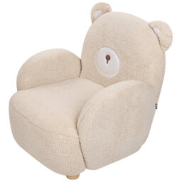 Beliani Bear Chair Beige - Kids Faux Boucle Armchair With Rubberwood Legs, Modern Bear-Shaped Seat With Armrests - thumbnail 5