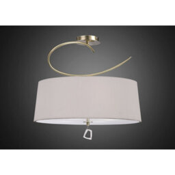 Luminosa Lighting Luminosa Mara Semi Flush 4 Light E27 Round, Antique Brass With Ivory White Shade - thumbnail 2