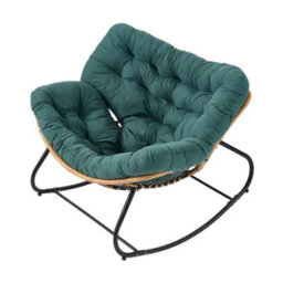 Dark Green Seat Cushion Large Size Chair Rocking Chair Reclining Chair Bird Nest Rattan Balcony Home Leisure Lazy Sofa - thumbnail 4