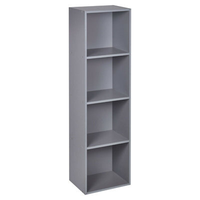 Urbn-Living Urbnliving Height 106Cm 4 Tier Wooden Bookcase Shelving Colour Grey Display Storage Shelf Unit Wood - image 1
