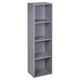 Urbn-Living Urbnliving Height 106Cm 4 Tier Wooden Bookcase Shelving Colour Grey Display Storage Shelf Unit Wood - thumbnail 1