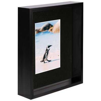 "Nicola Spring 8 X 10"" Deep Photo Frame - Black/black Mount - 3D Deep Box Picture Frame Display Case (4 X 6"" Mount)" - image 1