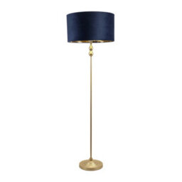Valuelights Maggie Gold Candlestick Floor Lamp With Navy Blue Velvet With Gold Inner Lamp Shade And Led Bulb - thumbnail 2