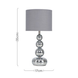 Valuelights Marissa Chrome Stacked Table Lamp With Grey Faux Silk Shade - thumbnail 9
