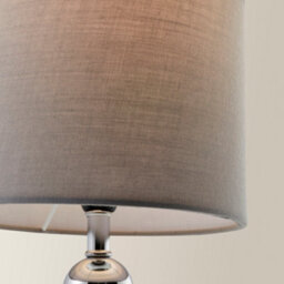 Valuelights Marissa Chrome Stacked Table Lamp With Grey Faux Silk Shade - thumbnail 3