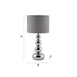 Valuelights Marissa Chrome Stacked Table Lamp With Grey Faux Silk Shade - thumbnail 7