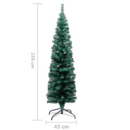 Berkfield Slim Artificial Christmas Tree With Stand Green 150 Cm Pvc - thumbnail 6