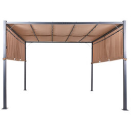Beliani Gazebo Led Parga Metal 310 Cm 310 Cm Brown - thumbnail 1