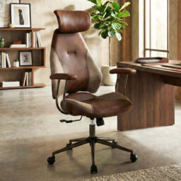 Gainoom Ergonomic Office Chair Brown Rolling Swivel Adjustable Work Chair With Rocking Backrest & Wheels - thumbnail 6