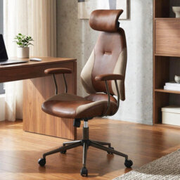 Gainoom Ergonomic Office Chair Brown Rolling Swivel Adjustable Work Chair With Rocking Backrest & Wheels - thumbnail 3