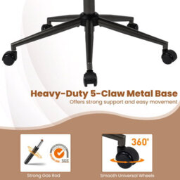Gainoom Ergonomic Office Chair Brown Rolling Swivel Adjustable Work Chair With Rocking Backrest & Wheels - thumbnail 4