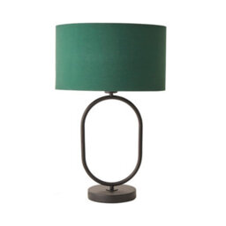 Valuelights Antonia Forest Green Fabric Drum Lamp Shade Matte Black Oval Table Lamp - thumbnail 7