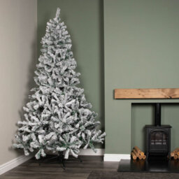 Samuel Alexander 8Ft (2.4M) Snow Flocked Artificial Christmas Tree With Green Metal Stand And 1017 Tips - thumbnail 3